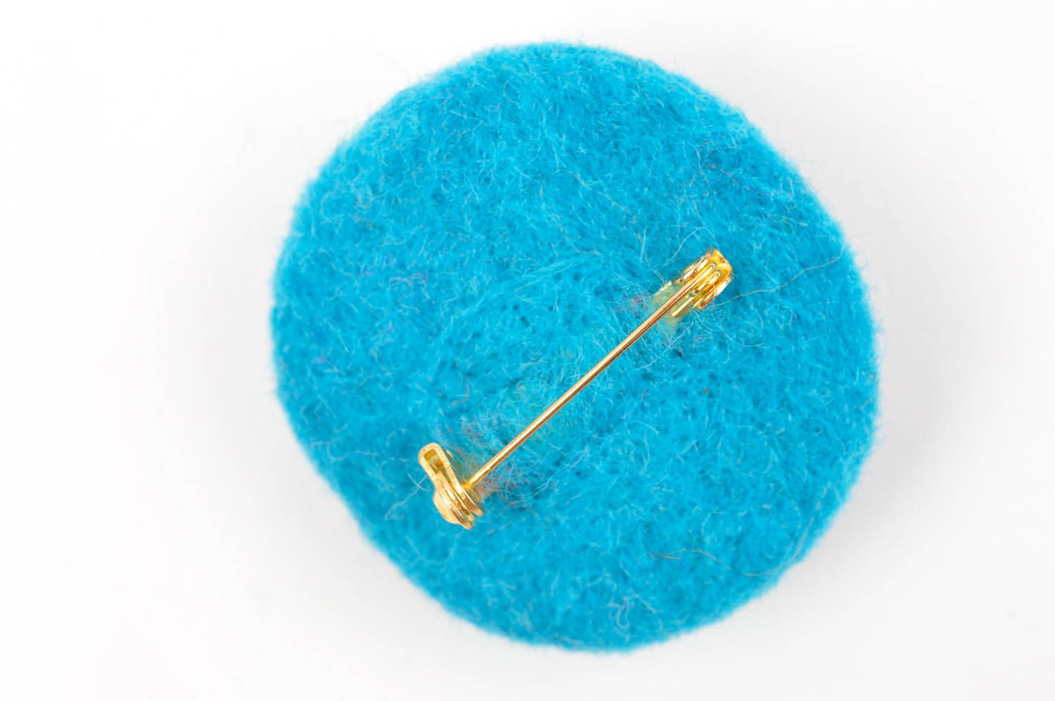 Blaue Schmuck Brosche handgemachter Schmuck Accessoire für Frauen aus Wolle foto 3