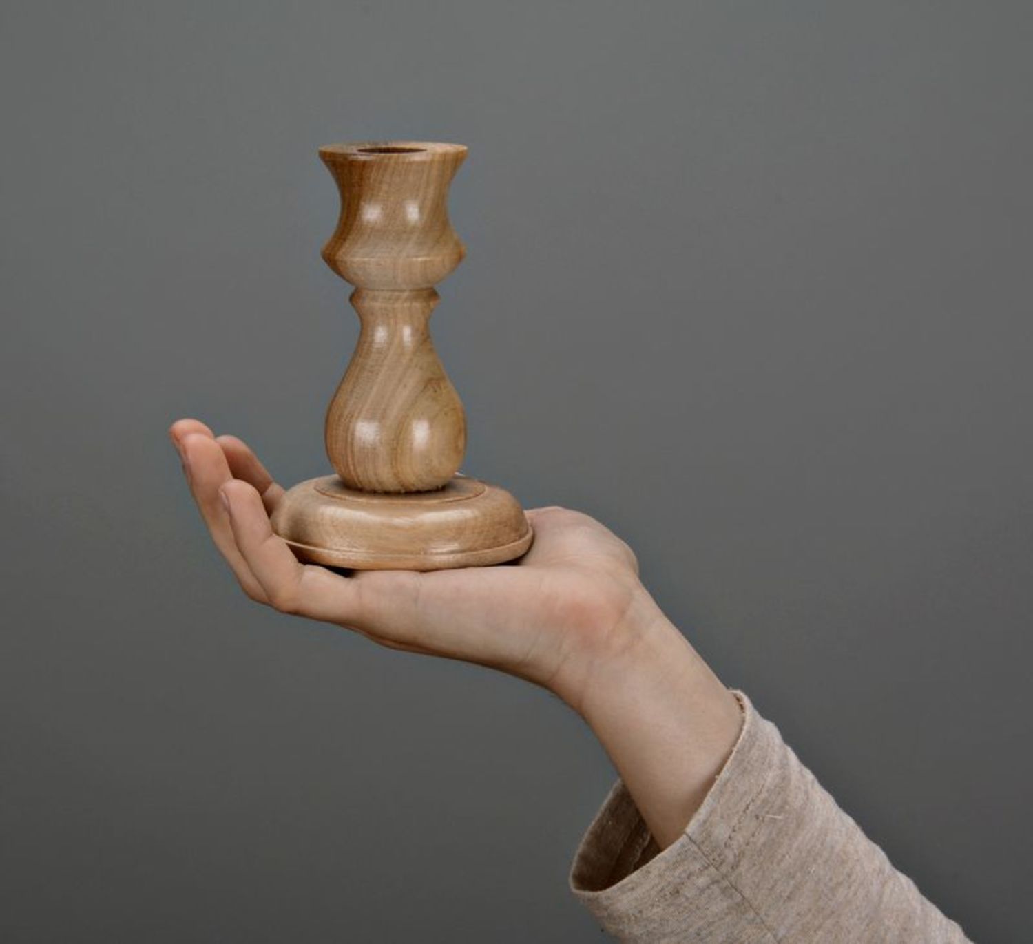 Wooden candlestick for 1 candle photo 5