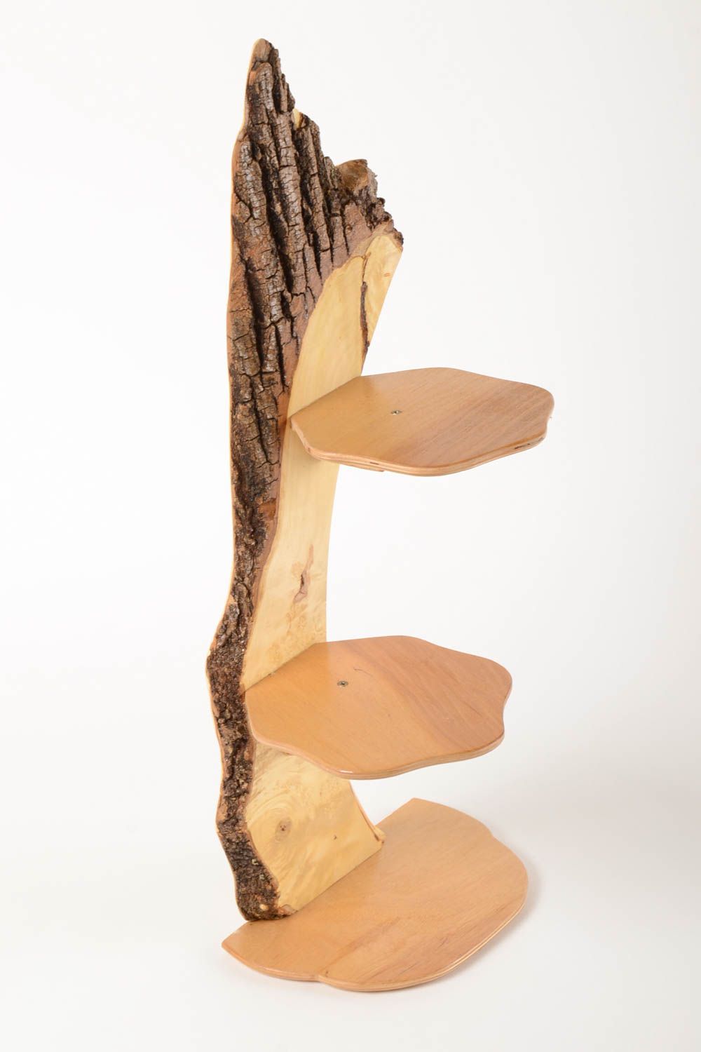 Мебель ручной работы деревянная подставка для цветов предмет интерьера с корой фото 2