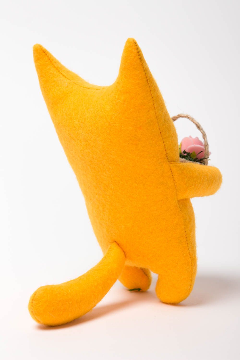 Игрушка кот желтая игрушка ручной работы яркий интересный подарок для хозяйки фото 4