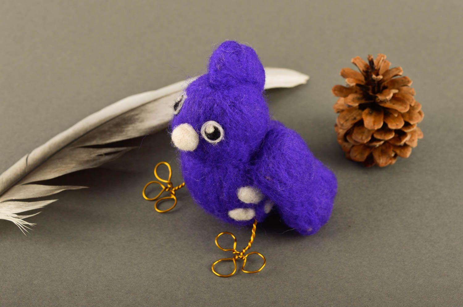 Spielzeug aus Filz handmade Vogel Kuscheltier Filz Dekoration Stoff Tier grell foto 1