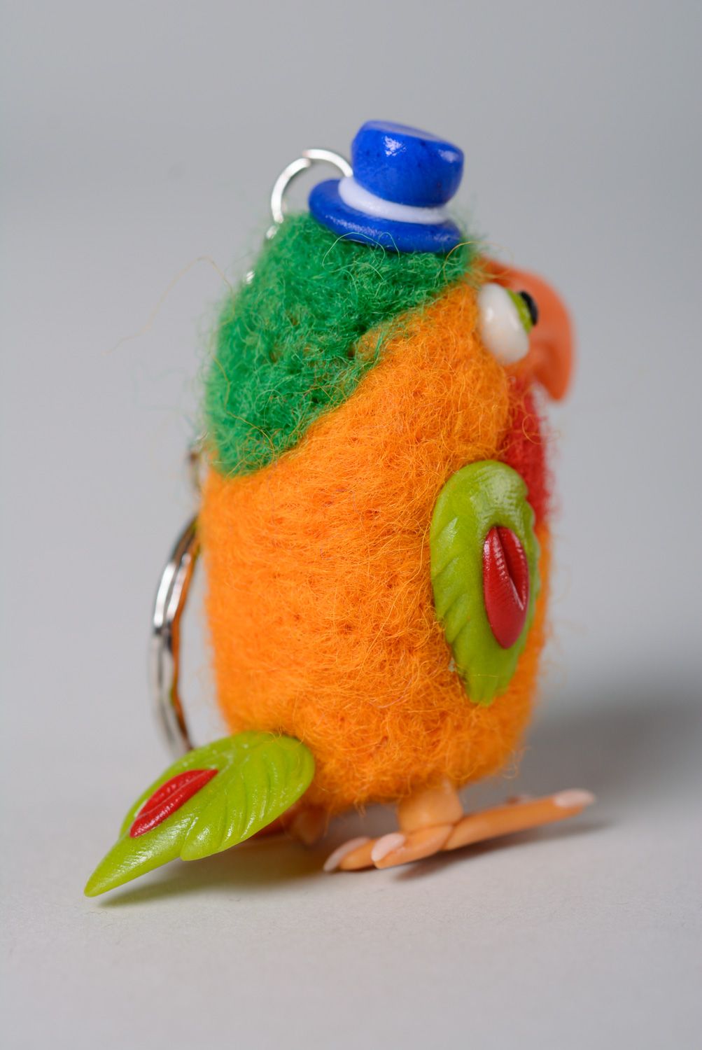 Nice felted toy hand made of wool and polymer clay Parrot photo 3