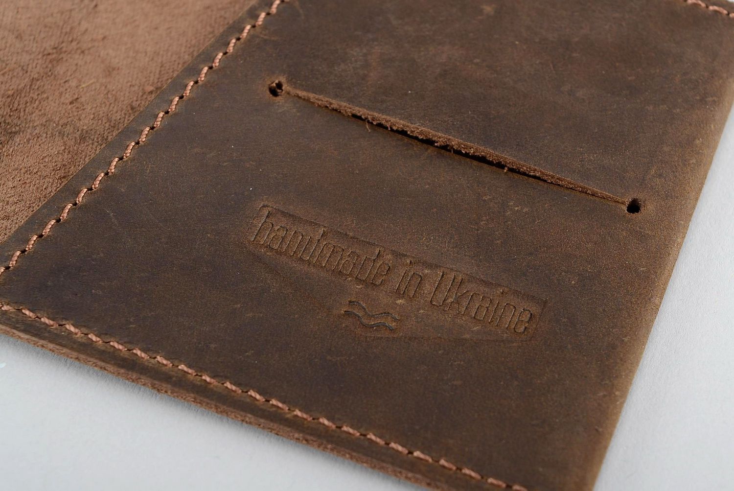 Wallet made from natural brown leather photo 3