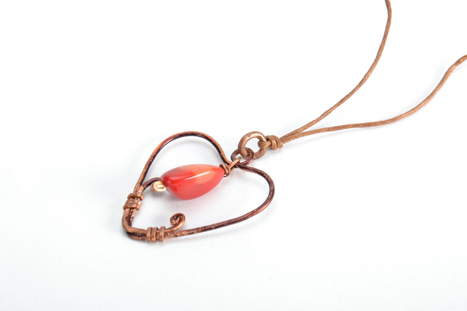 Heart-shaped copper pendant photo 3