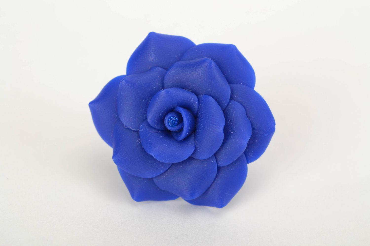 Polymer clay ring with blue rose photo 3