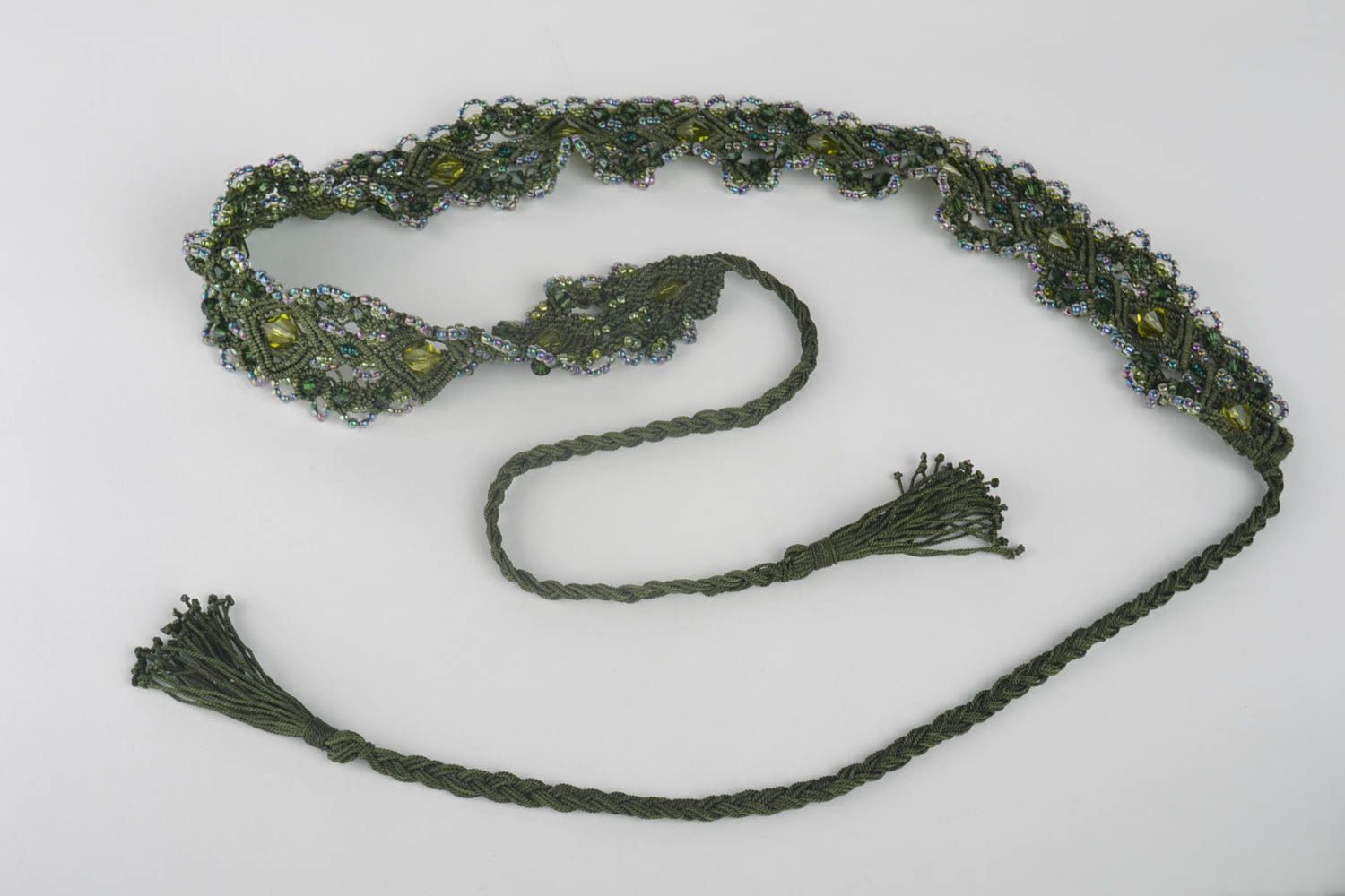 Cinturón de macramé artesanal con abalorios accesorio para mujer regalo original foto 2