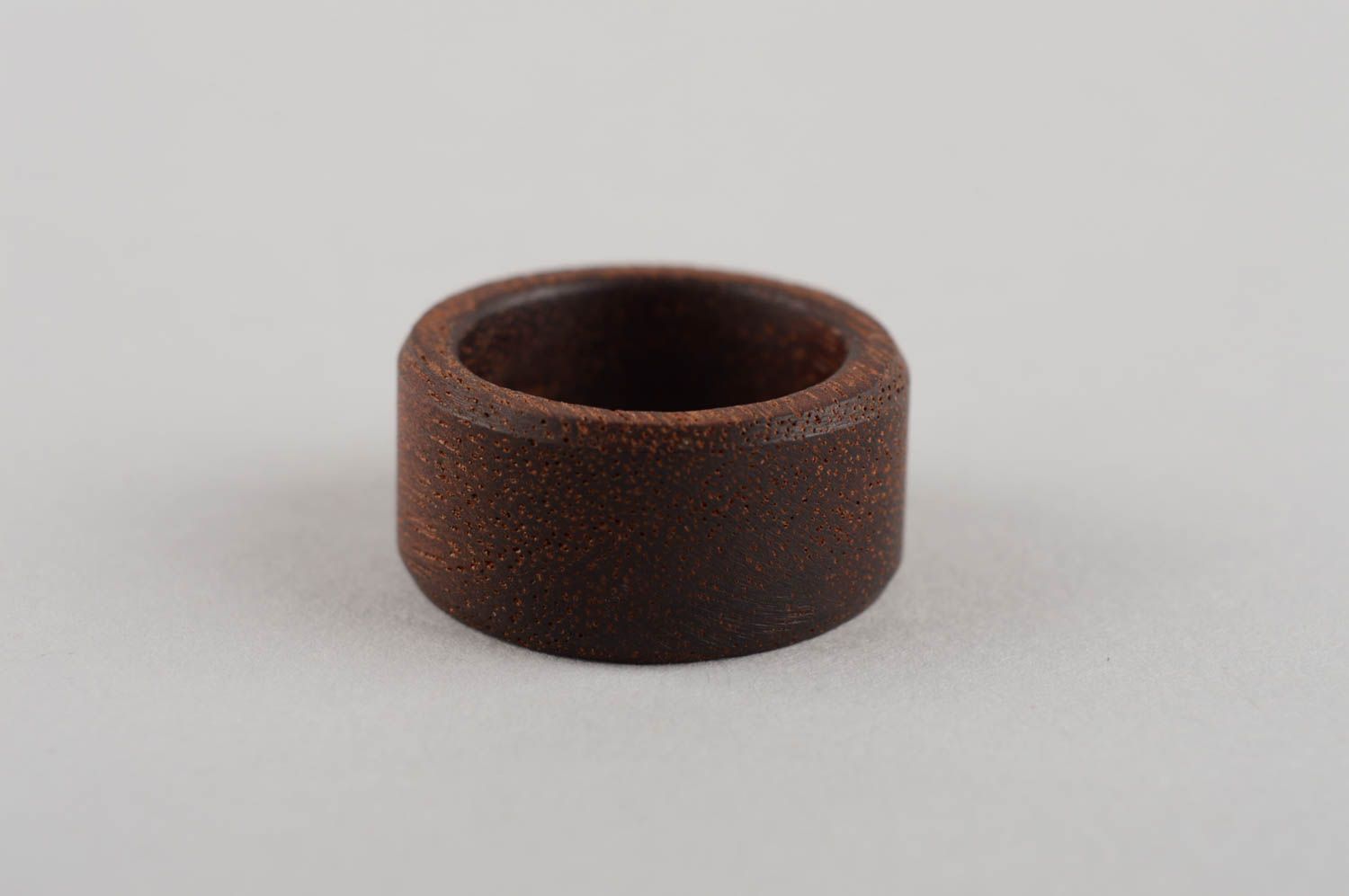 Handmade cute round brown stylish beautiful unusual ring made of wood photo 5