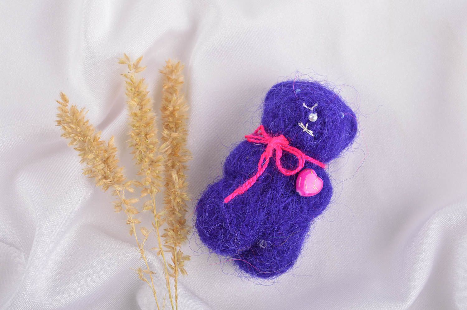 Мягкая игрушка ручной работы игрушка из шерсти валяная игрушка фиолетовая фото 1