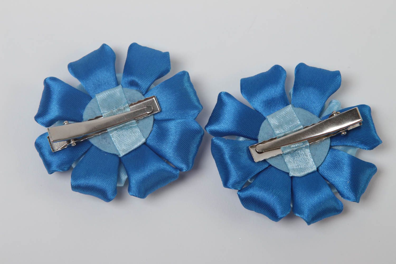 Set of 2 hair clips handmade flower accessories kanzashi flowers hair jewelry photo 4
