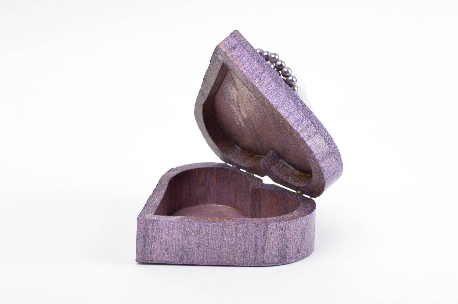 Coffret à bijoux violet fait main Boîte à bijoux en forme de coeur Cadeau femme photo 4