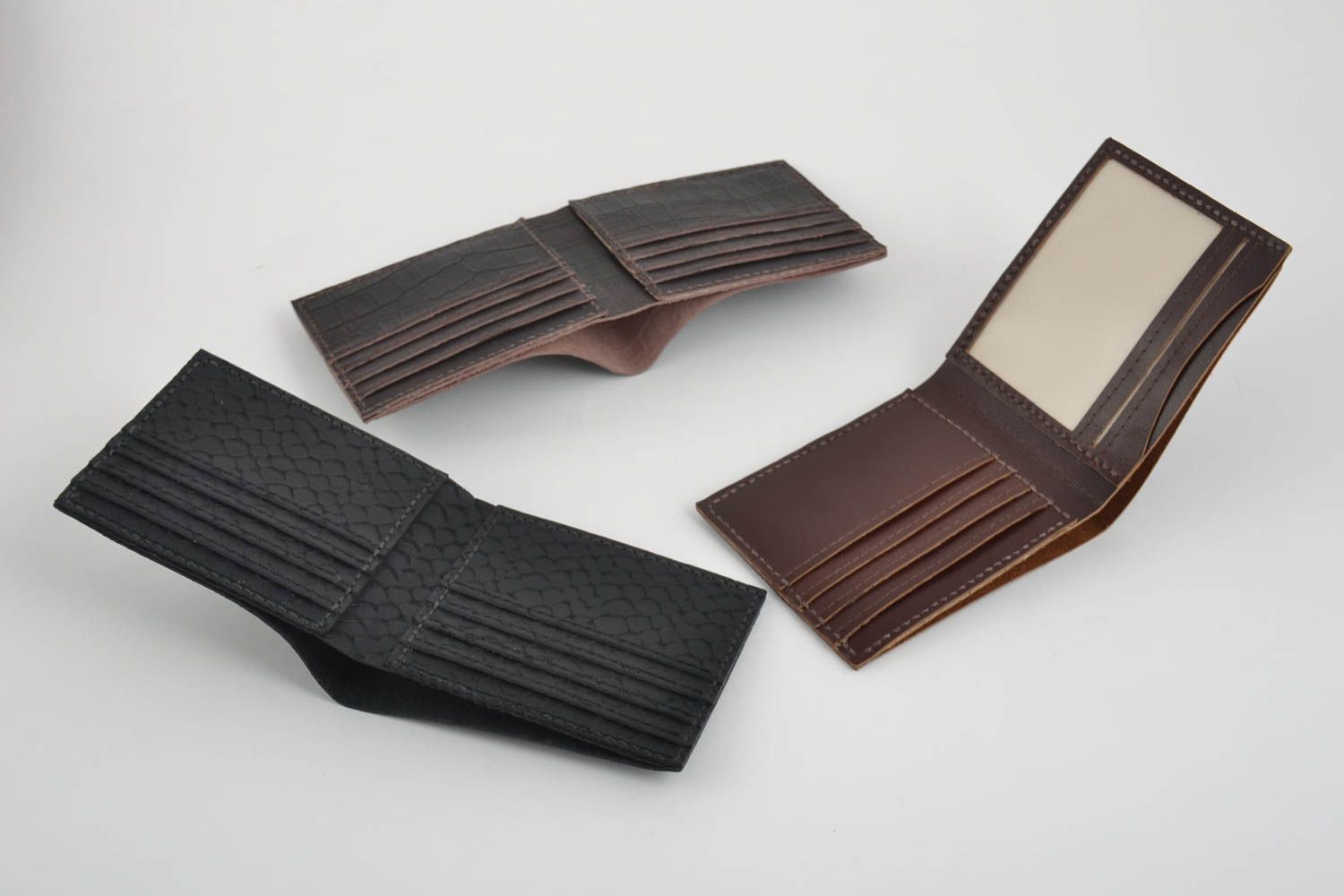 Set of 3 handmade leathwer wallets designer wallets for men best gifts for him photo 3
