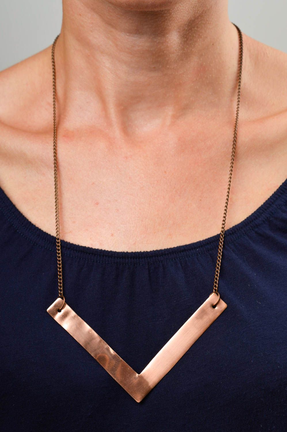 Handmade designer copper pendant unusual pendant on chain gift for her photo 1