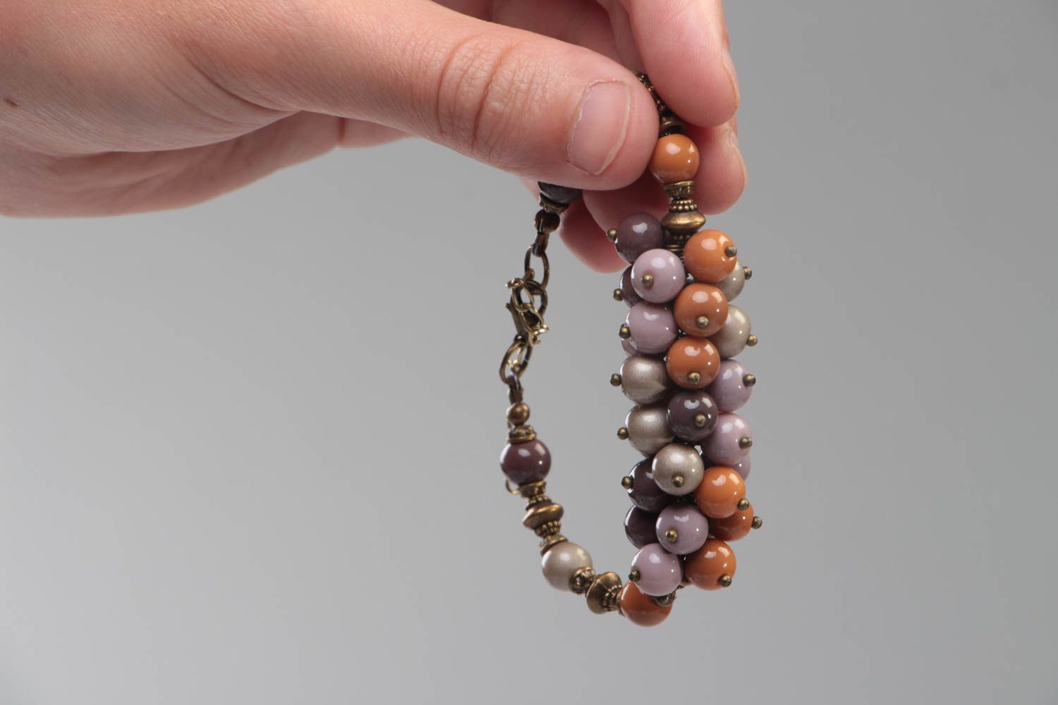 Handmade designer bracelet accessory made of ceramic pearls unusual jewelry photo 5