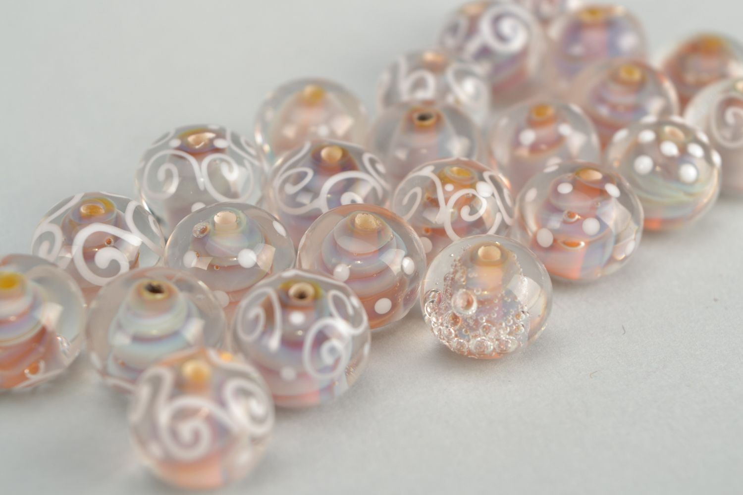 Lampwork glass beads with ornament 24 items photo 3