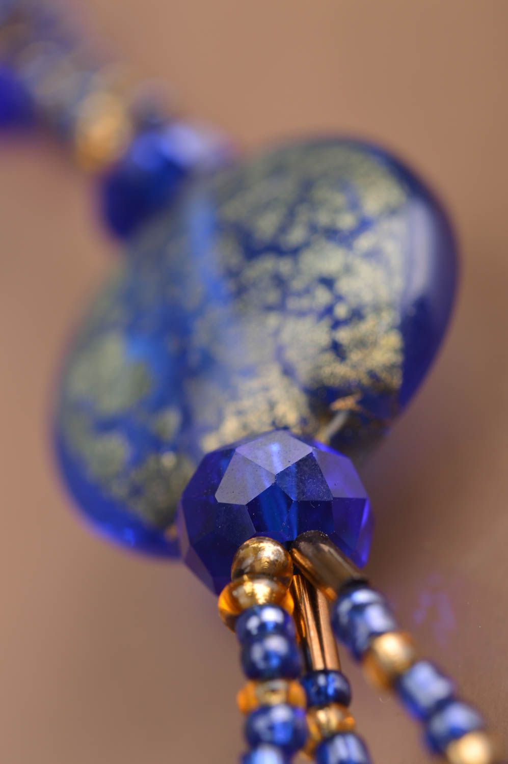 Ensemble de collier et bracelet en perles de rocailles faits main bleus photo 4