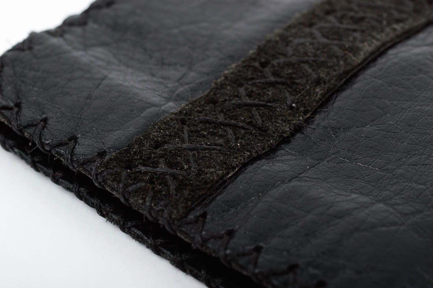 Portefeuille en cuir Maroquinerie fait main Cadeau original noir pour homme photo 4
