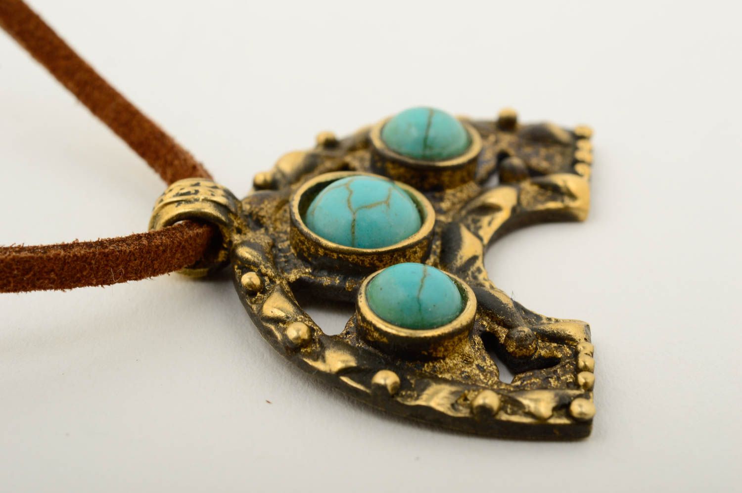Handmade pendant with turquoise unusual metal pendant designer accessory photo 4