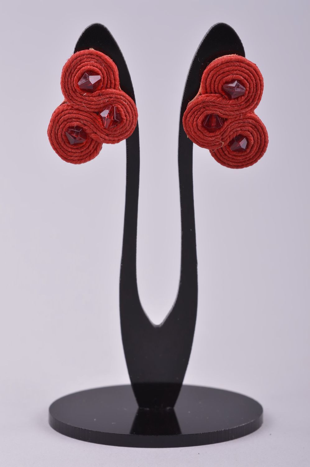 Handmade Soutache Ohrringe in Rot Designer Schmuck Accessoire für Frauen foto 2
