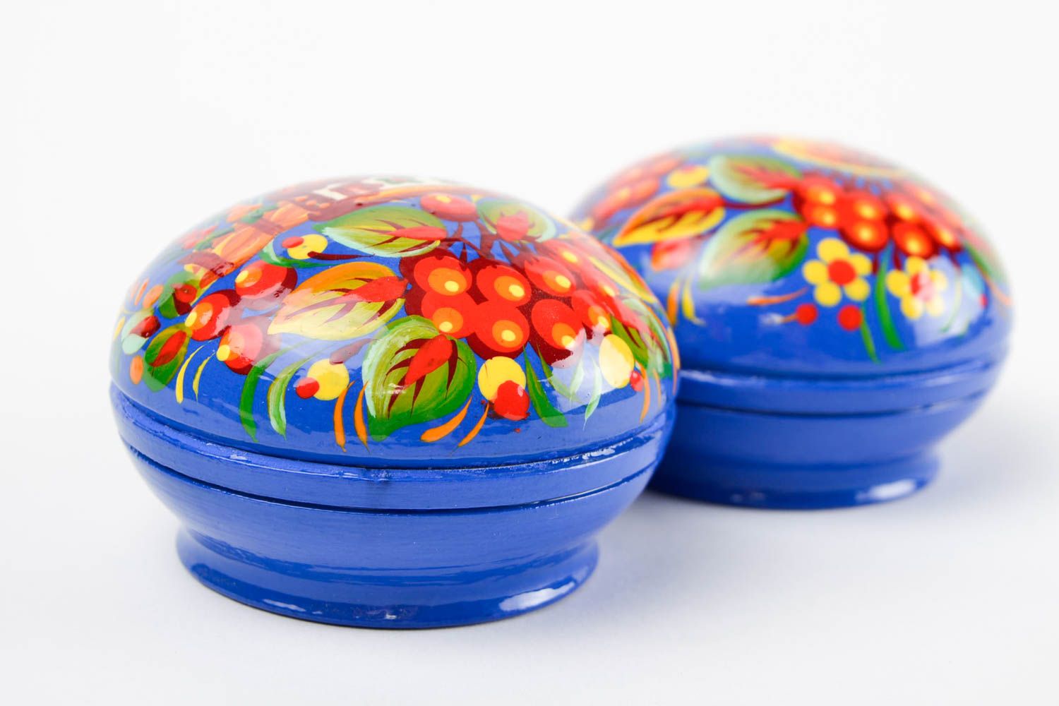 Jolies Boîtes à bijoux fait main 2 pièces bleues à fleurs Décoration maison photo 4