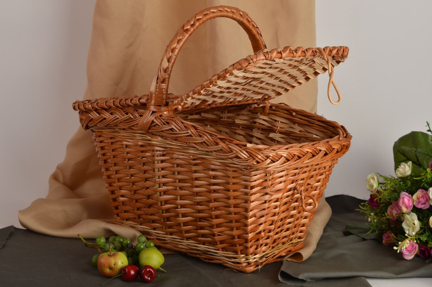 Handmade basket for picnic woven decorative element designer basket ideas photo 1