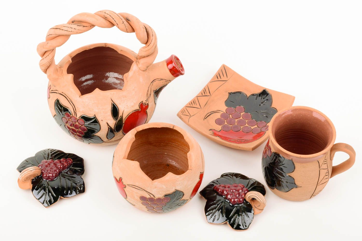 Keramik Tassen Handmade Keramik Teekanne Tee Tassen bunt grell Tee Geschirr foto 3
