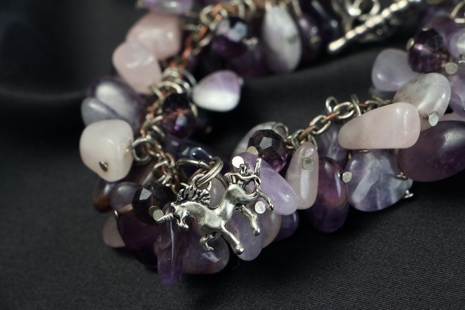 Silver bracelet with amethyst photo 3