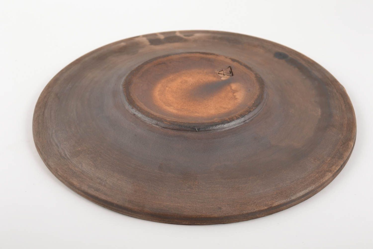 Großer Teller aus Ton in Braun handmade für Speisen originell für Tisch Dekor foto 4