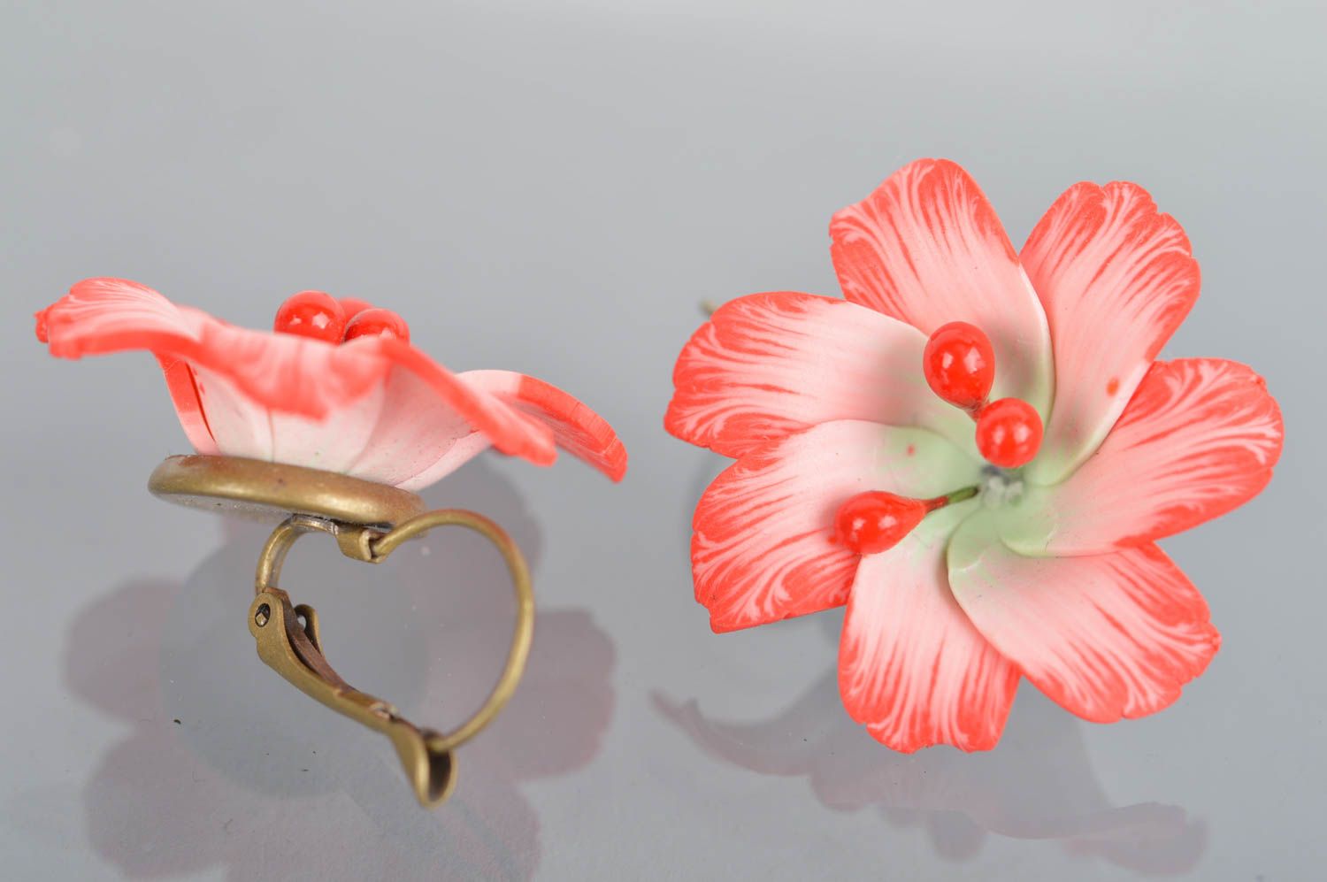 Handmade designer earrings unusual stylish accessory ceramic cute jewelry photo 5