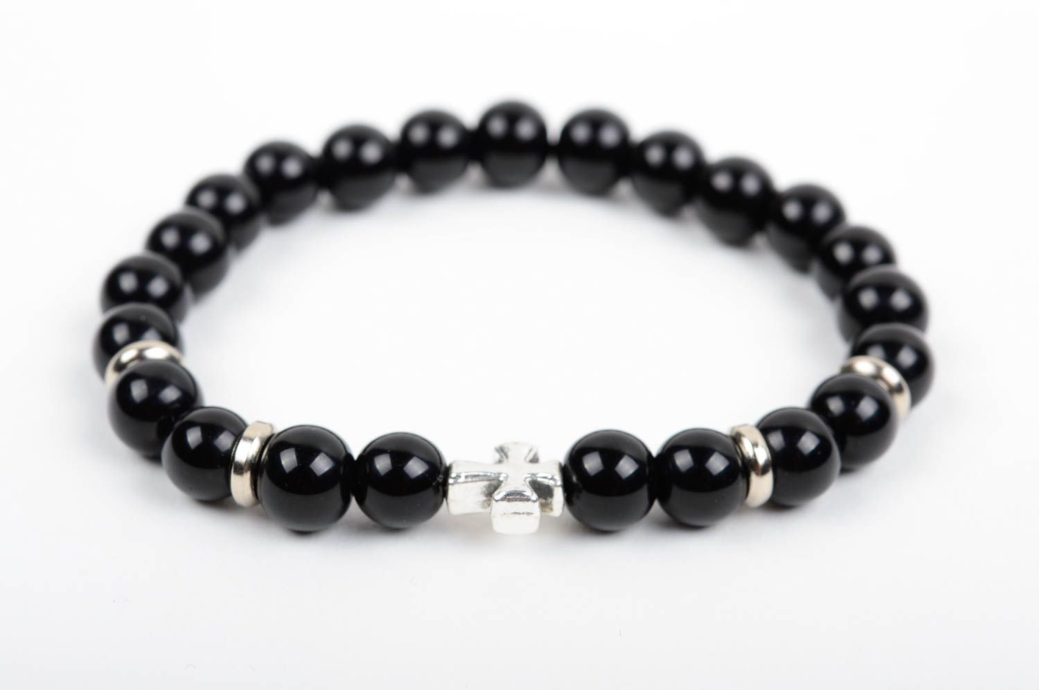 Bracelet en pierres naturelles fait main noir design élégant cadeau pour femme photo 2