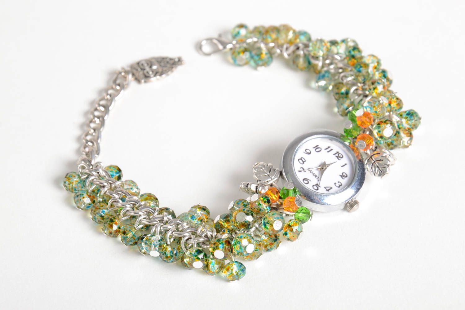 Модный браслет хэнд мейд необычные часы очень стильные браслет из бусин фото 5