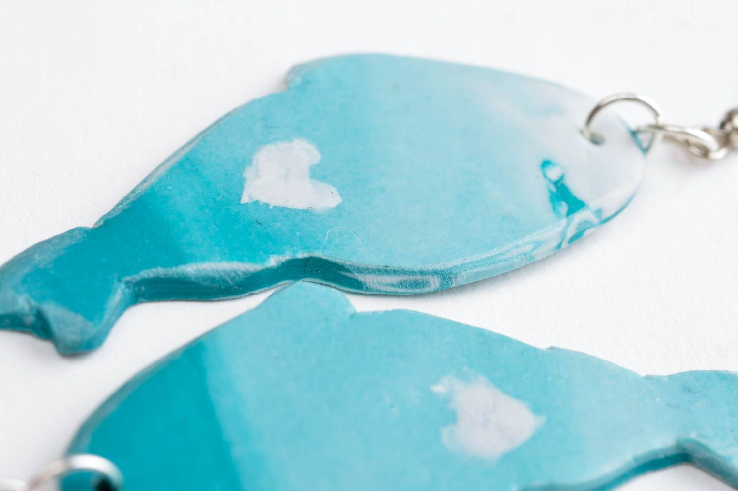 Blaue Schmuck Ohrringe handmade Polymer Schmuck Accessoire für Frauen Fische foto 5