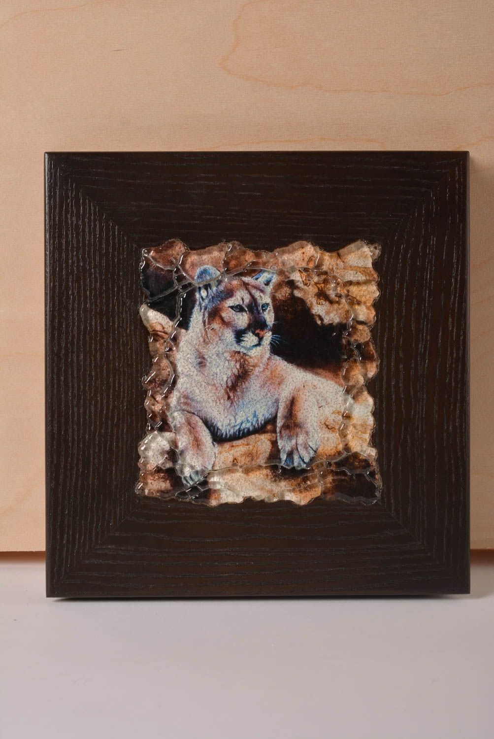 Wandbild aus Holz handgefertigt Gemälde modern schöner Dekoartikel  foto 1