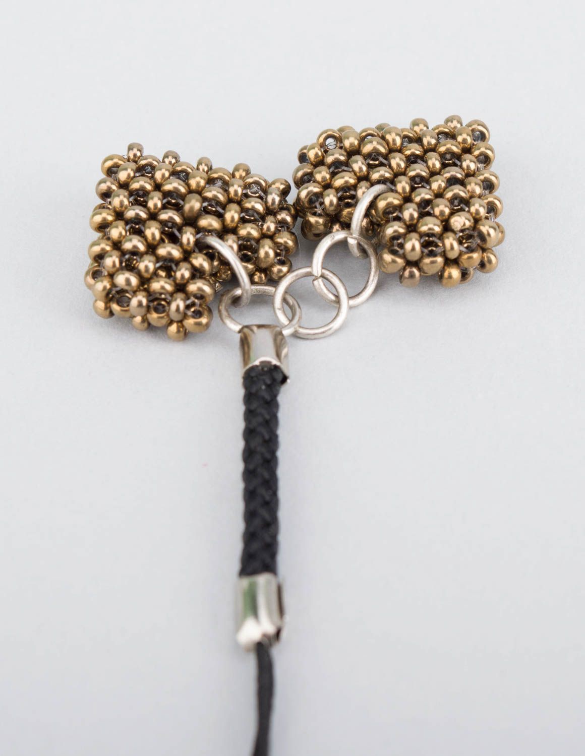 Porte-clefs original fait main deux coeurs perles de rocaille Accessoire design photo 5