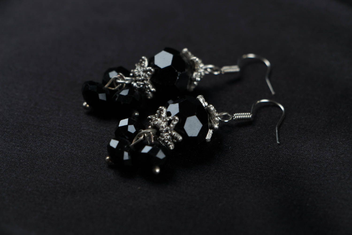 Earrings with crystal beads photo 2