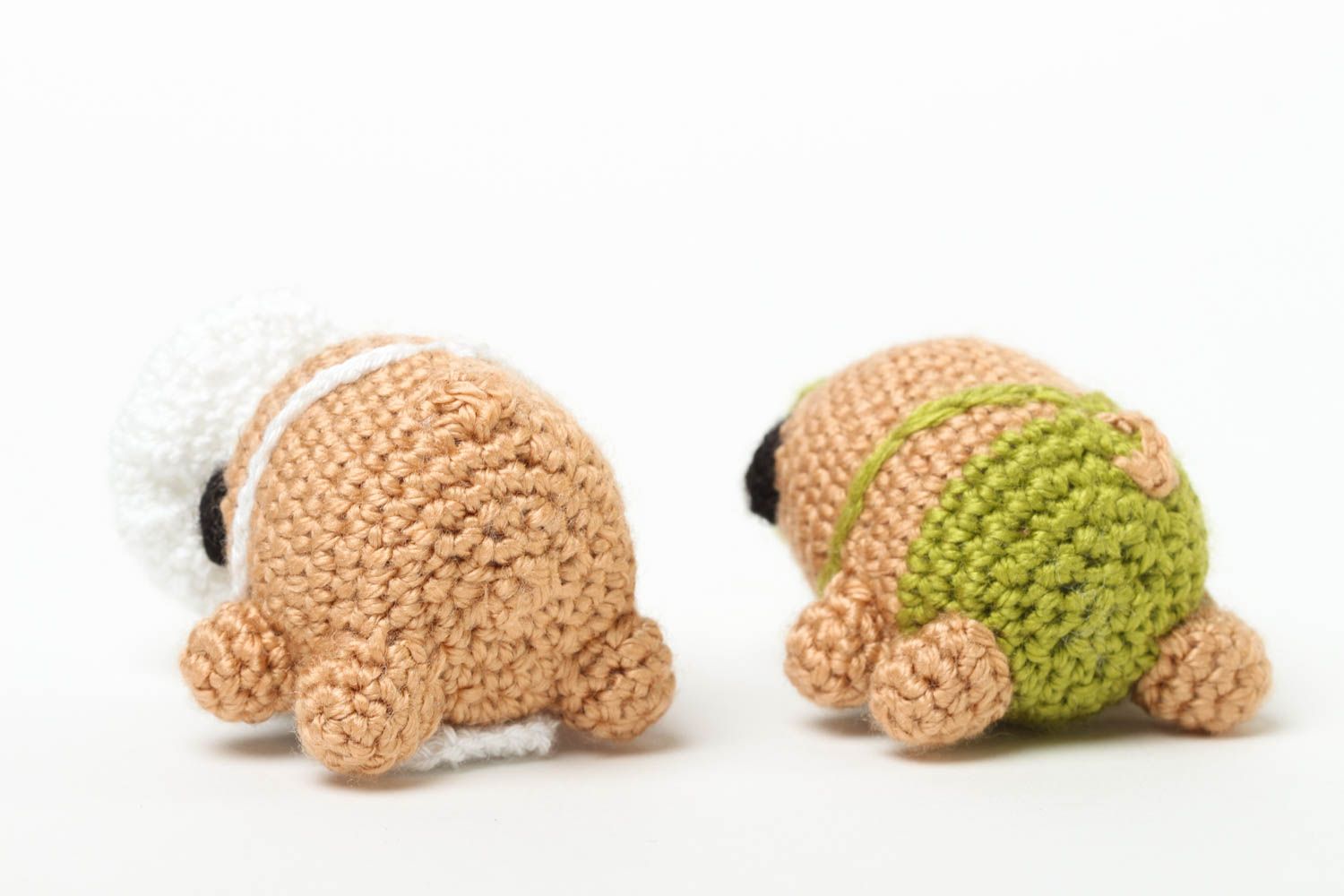 Set of two pug knitted stuffed toys. 3 inches tall photo 4