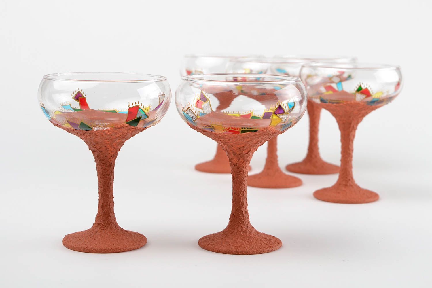 Набор бокалов стеклянных посуда ручной работы бокалы с росписью оригинальные фото 5