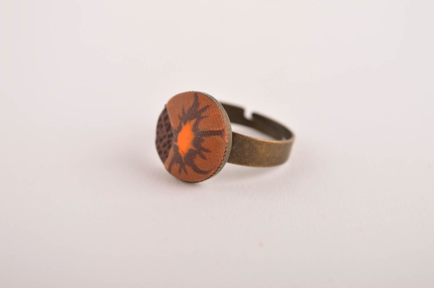 Кольцо ручной работы украшение из полимерной глины украшение кольцо стильное фото 2