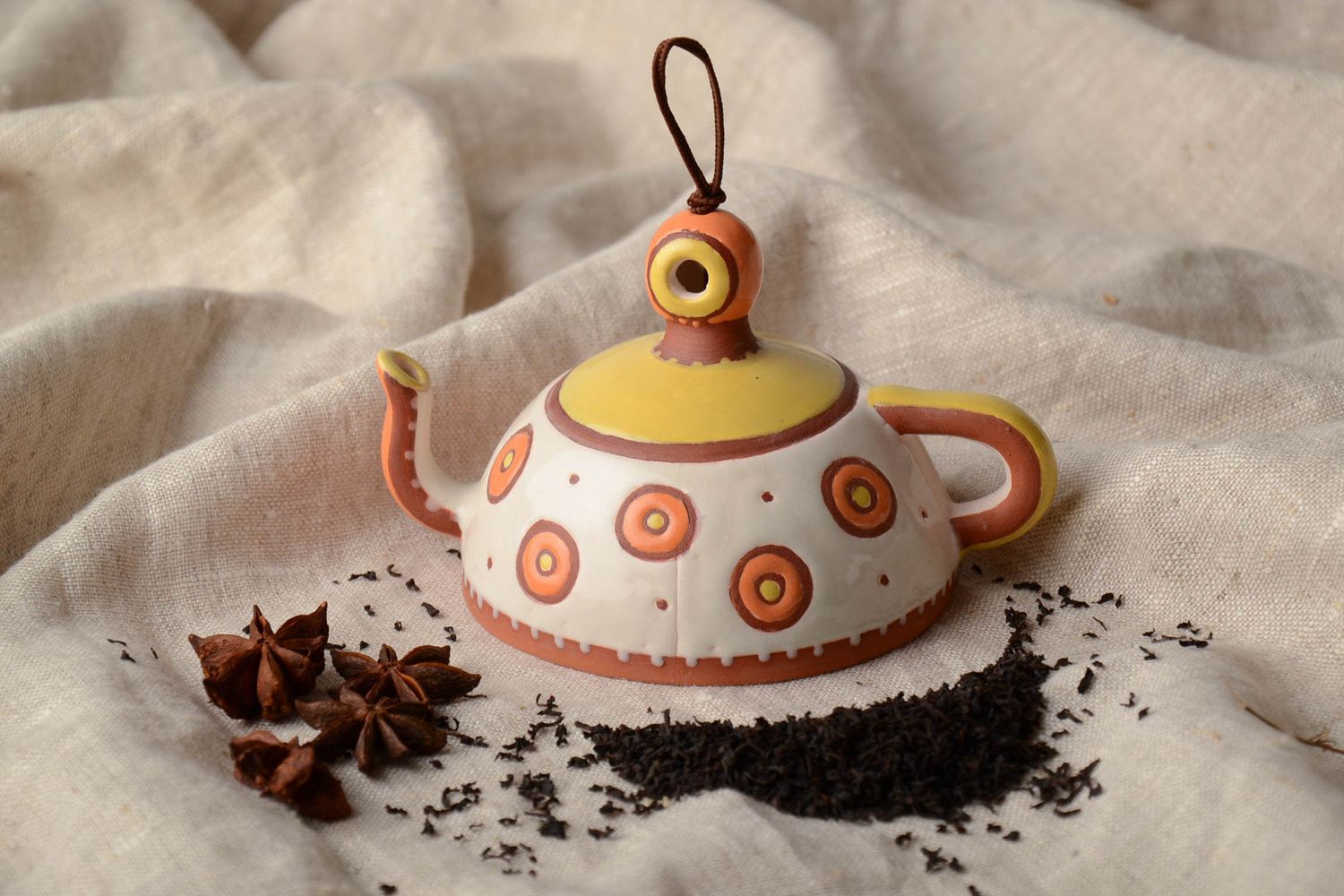 Designer ceramic bell in the shape of teapot photo 1