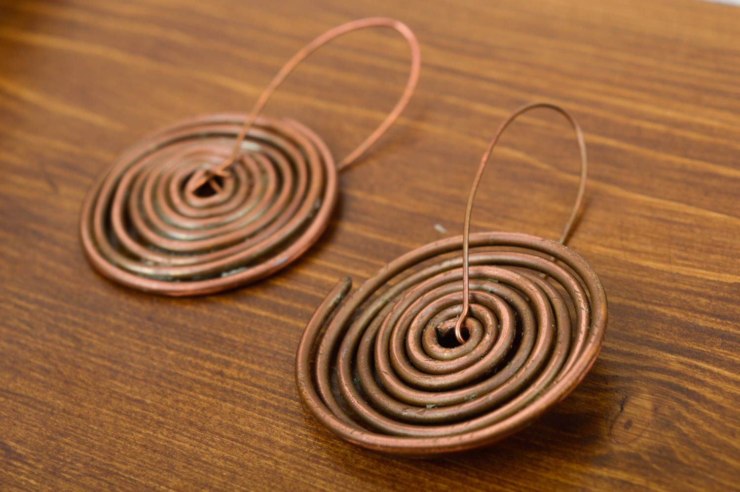 Handmade designer copper earrings stylish beautiful earrings metal accessory photo 2