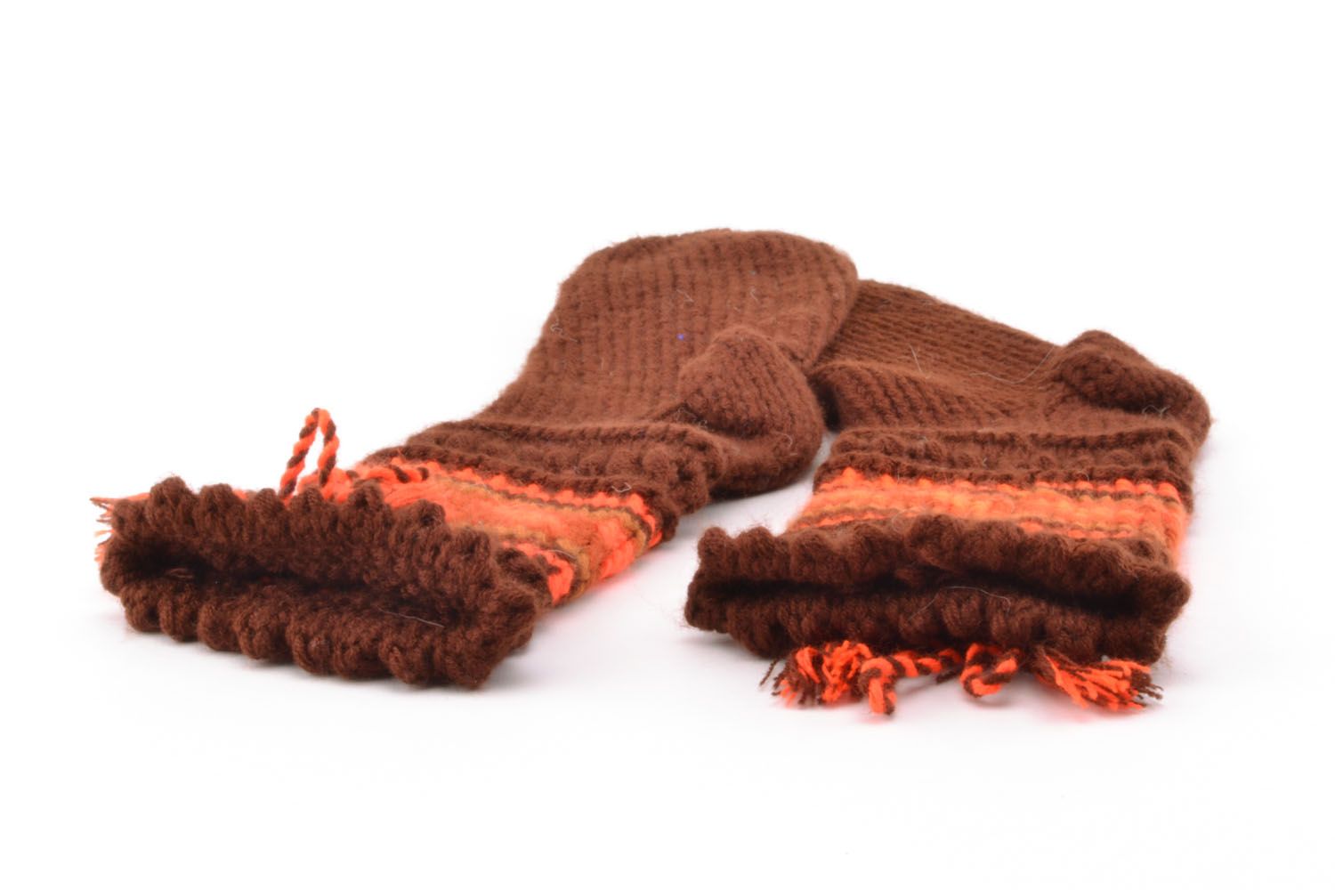 Chaussettes tricotées brunes faites main photo 5