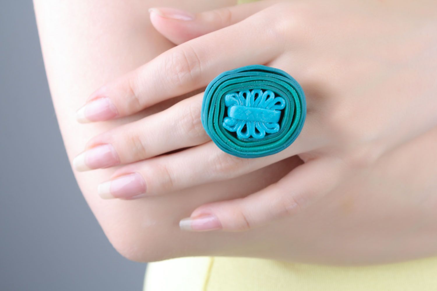 Polymer clay seal ring Turquoise photo 5