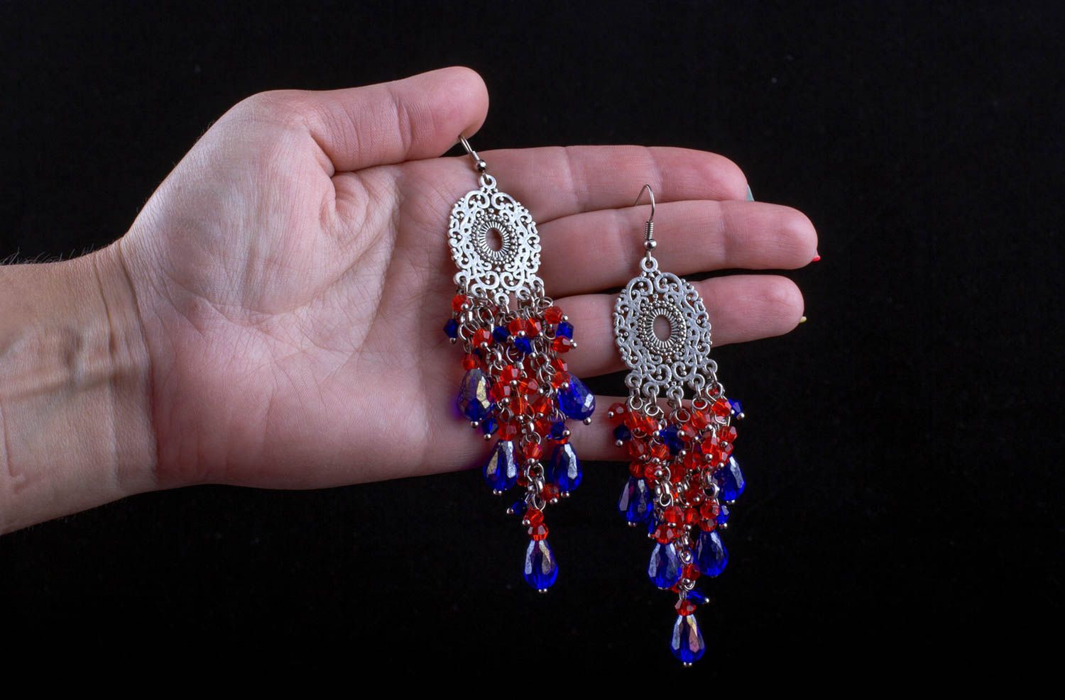 Handmade bright evening earrings elegant stylish earrings designer jewelry photo 1