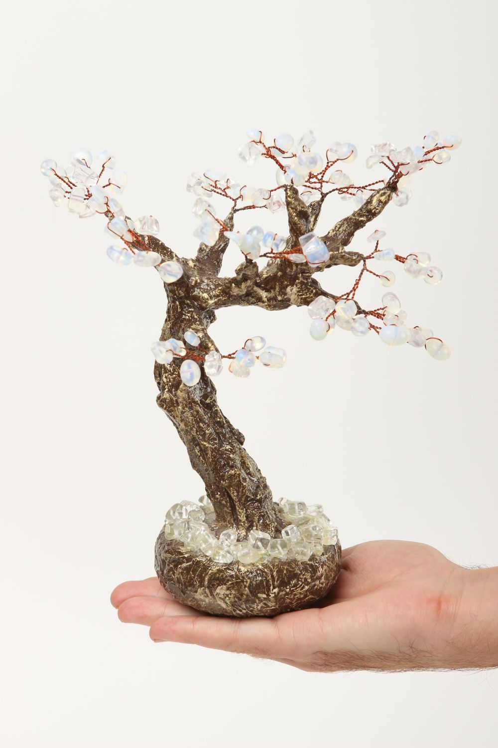 Árbol artificial hecho a mano elemento decorativo de piedras regalo original foto 5