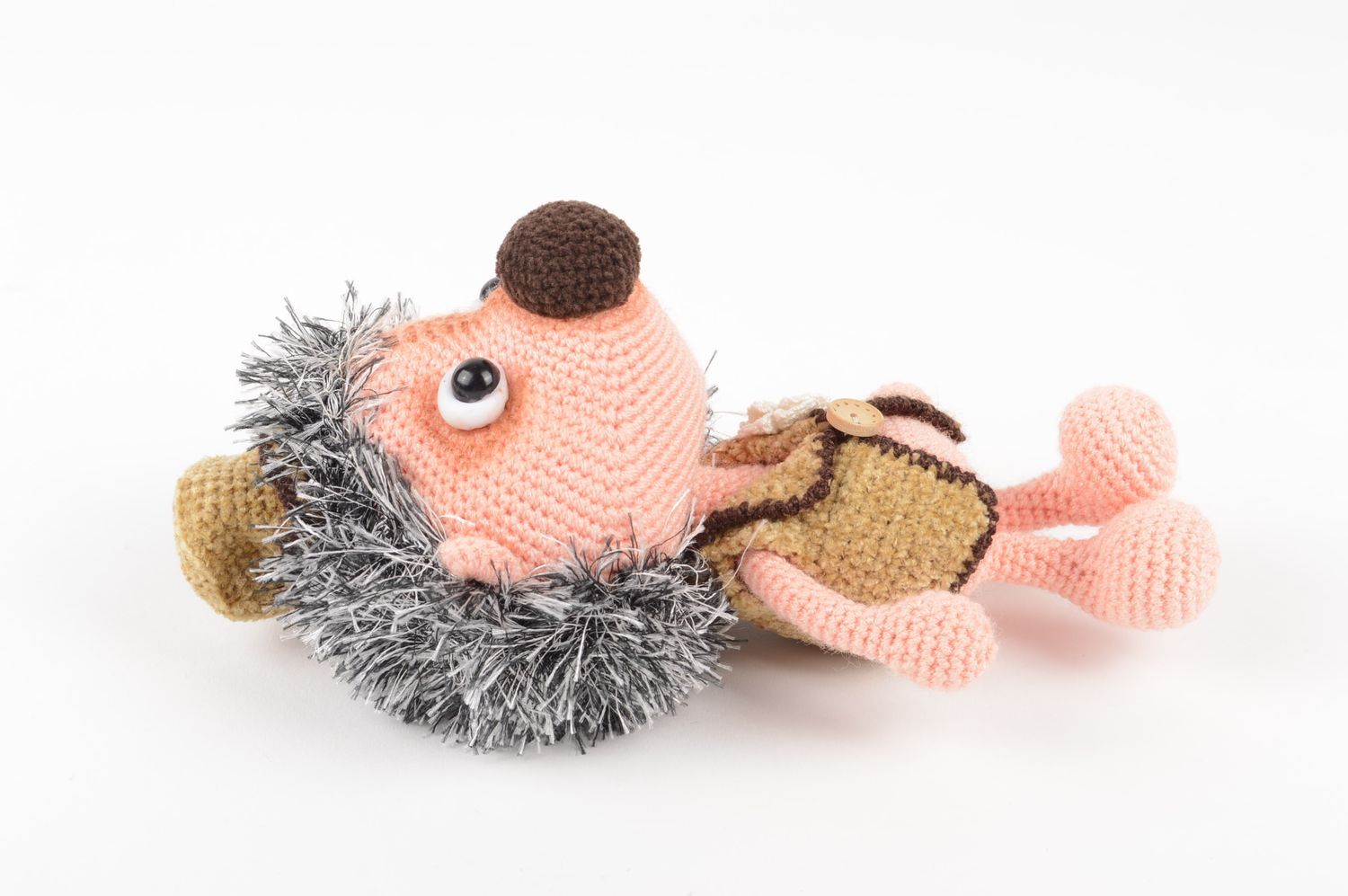 Handmade funny hedgehog unusual crocheted soft toy cute stylish toy for kids photo 2