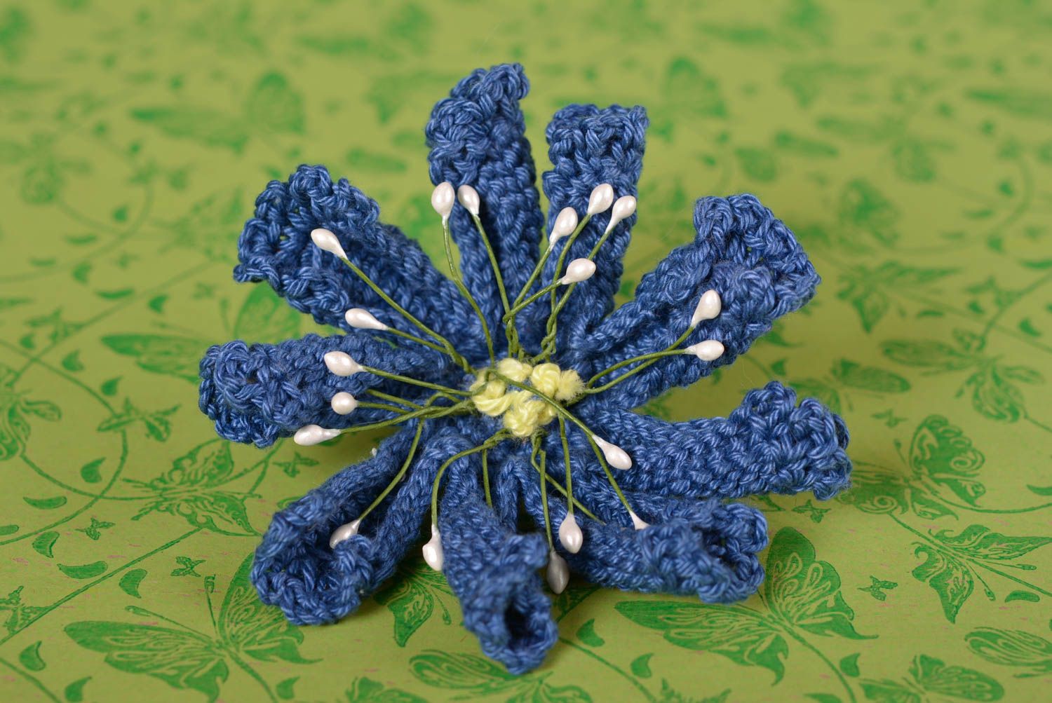 Handmade Schmuck Mädchen Haarschmuck Blumen Haargummi schön blau elegant foto 1