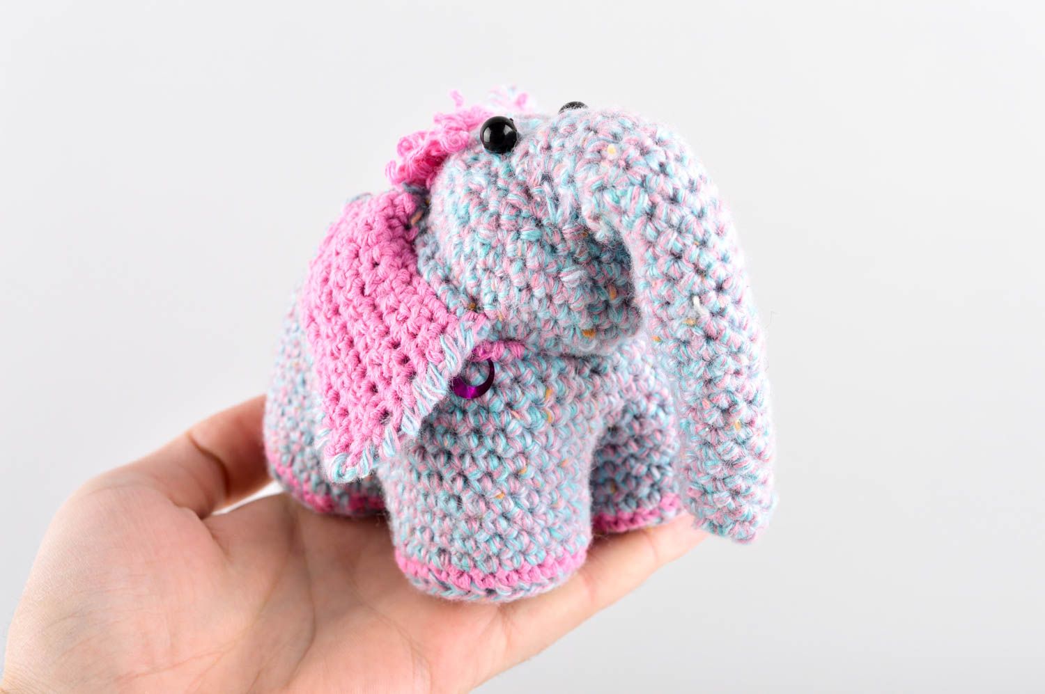 Peluche éléphant faite main Jouet tricot petit mignon original Déco maison photo 5