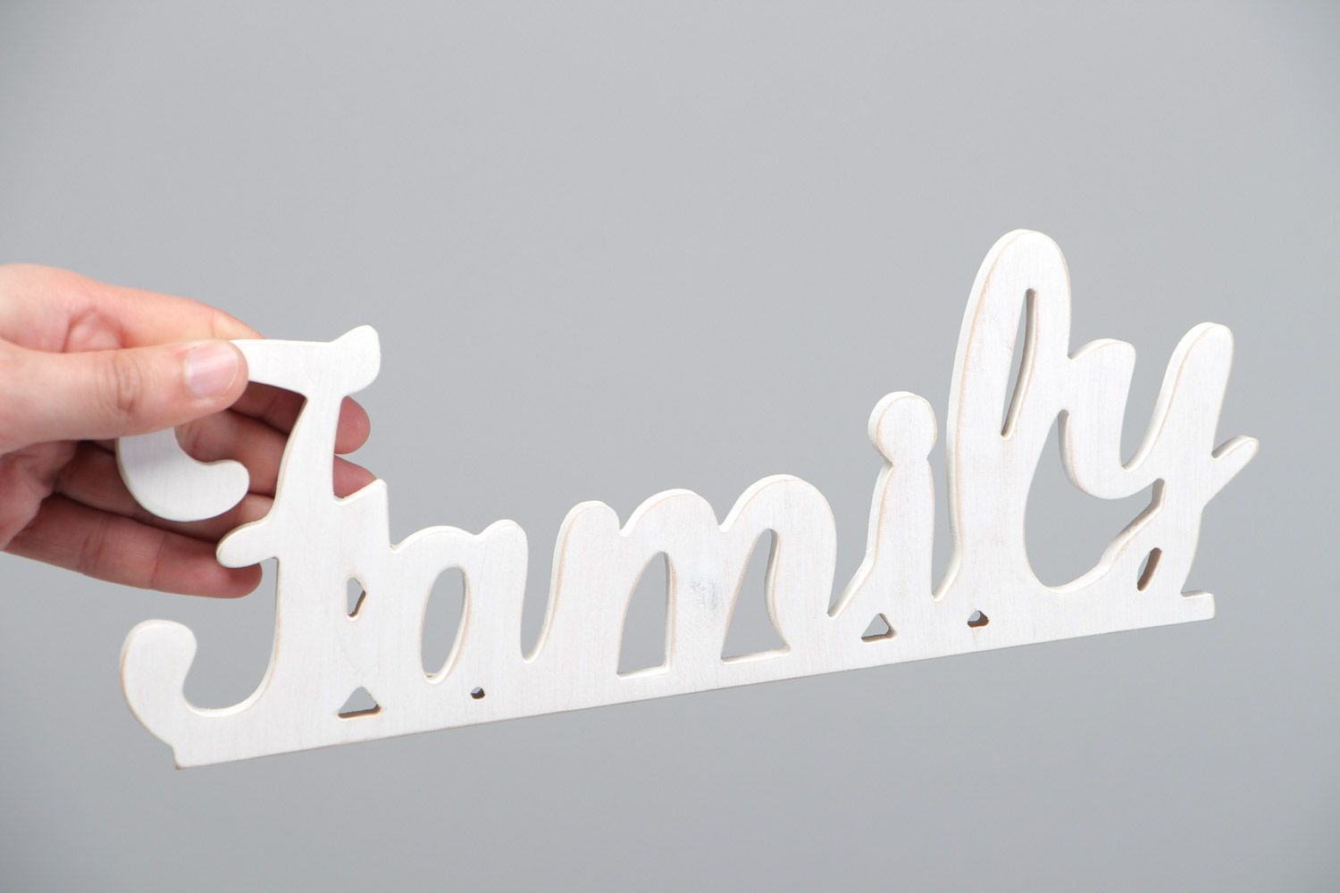 Handmade small plywood lettering Family of white color for photo shoot photo 5