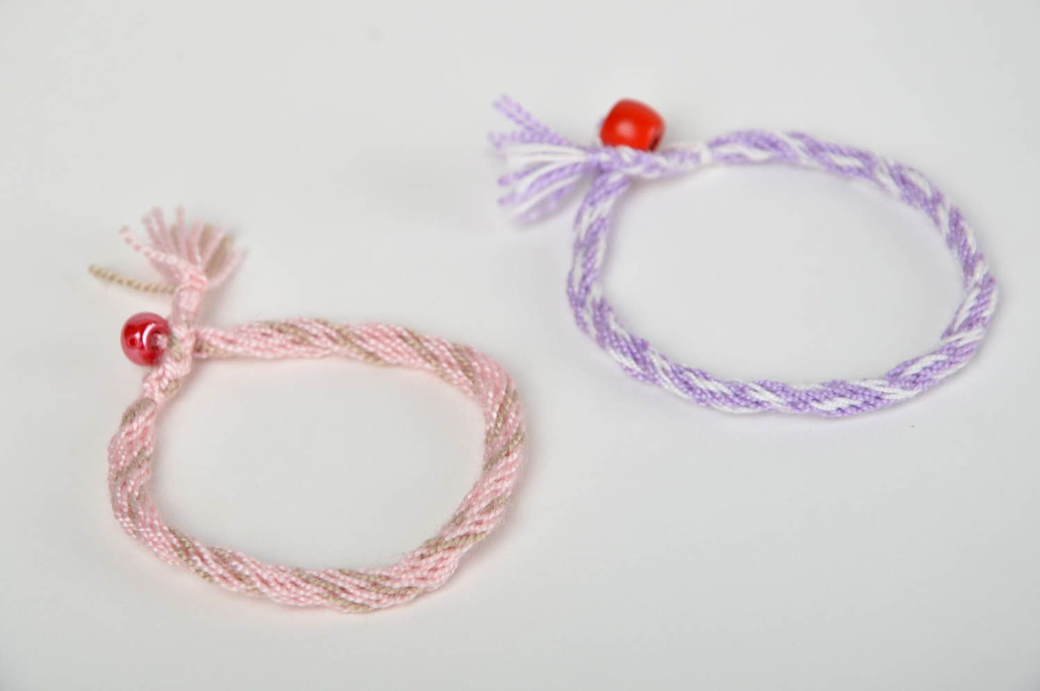 Bracelets textiles Bijoux fait main 2 pièces rose et lilas Accessoires femme photo 2