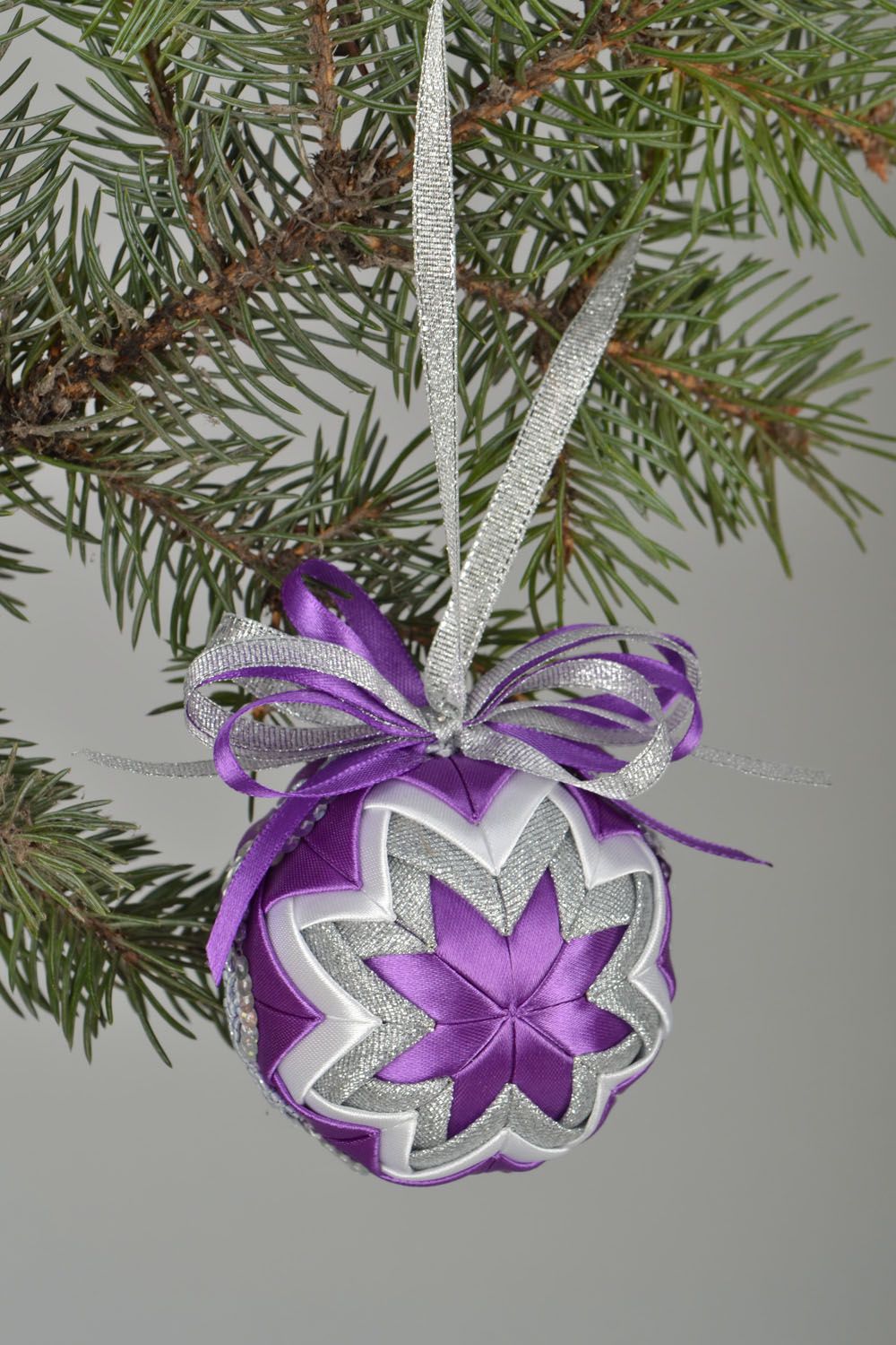 Christmas ball made of ribbons photo 1