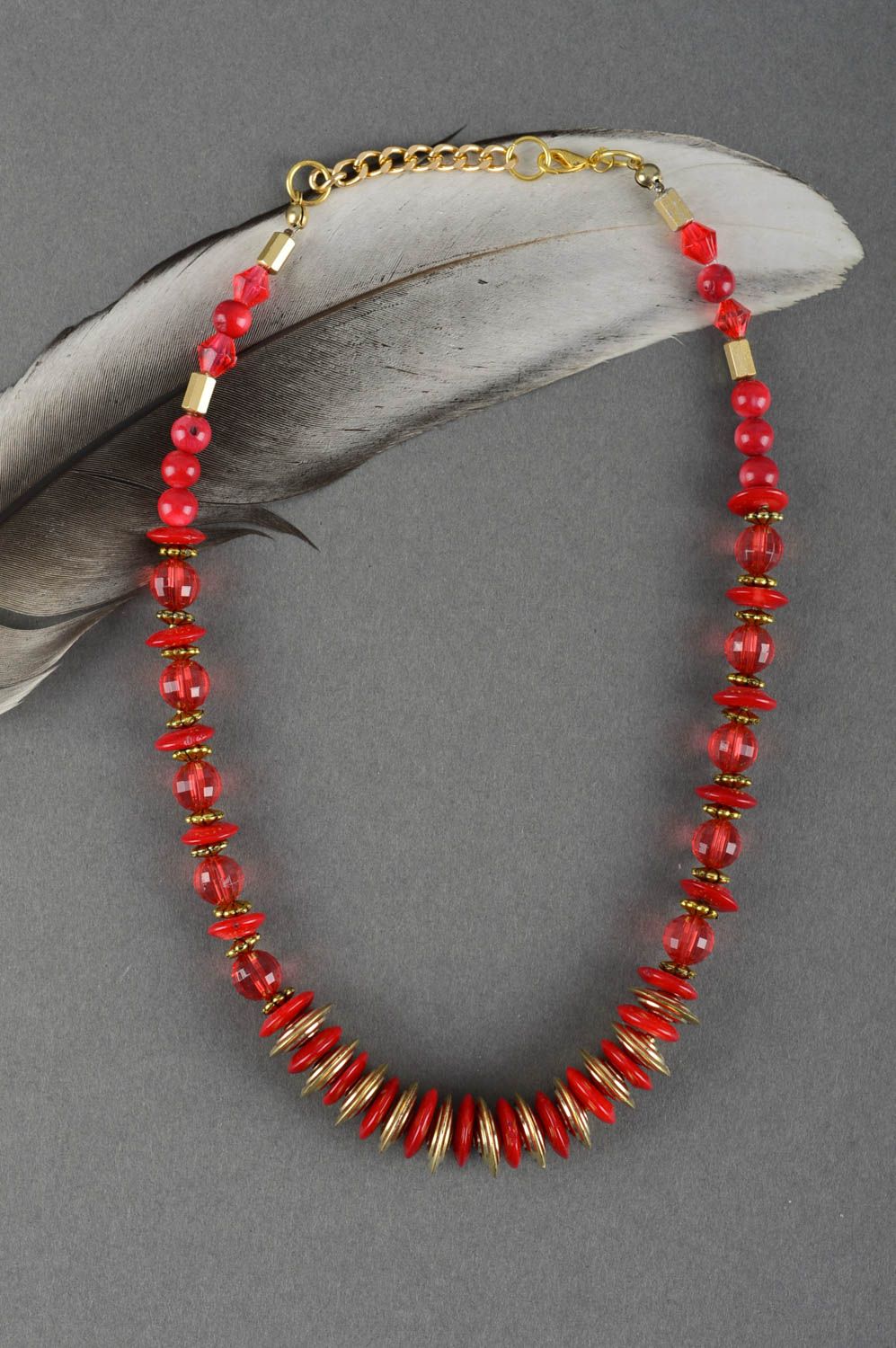 Handmade Damen Collier Frauen Accessoire Halskette für Frauen rot bunt festlich foto 1